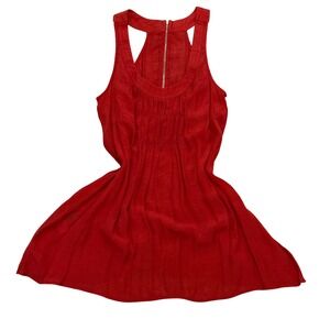 Truworths Womens Red Pintuck Sleeveless Racerback Zip‎ Back Blouse Top Size 36